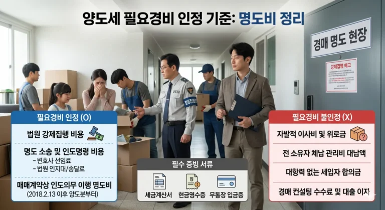 양도세 명도비 경비 인정 기준을 정리한 경매 명도 현장