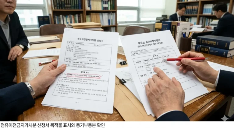 점유이전금지가처분 신청서 목적물 표시와 등기부등본 확인