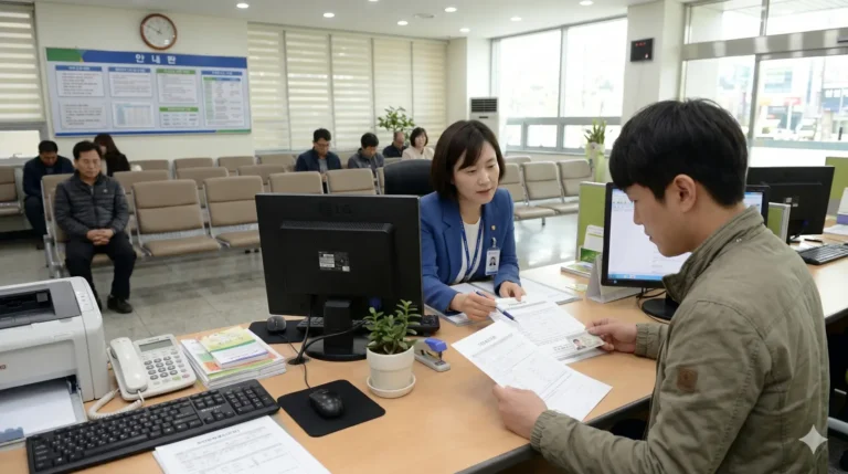 전입세대확인서와 주민등록표를 확인하는 모습